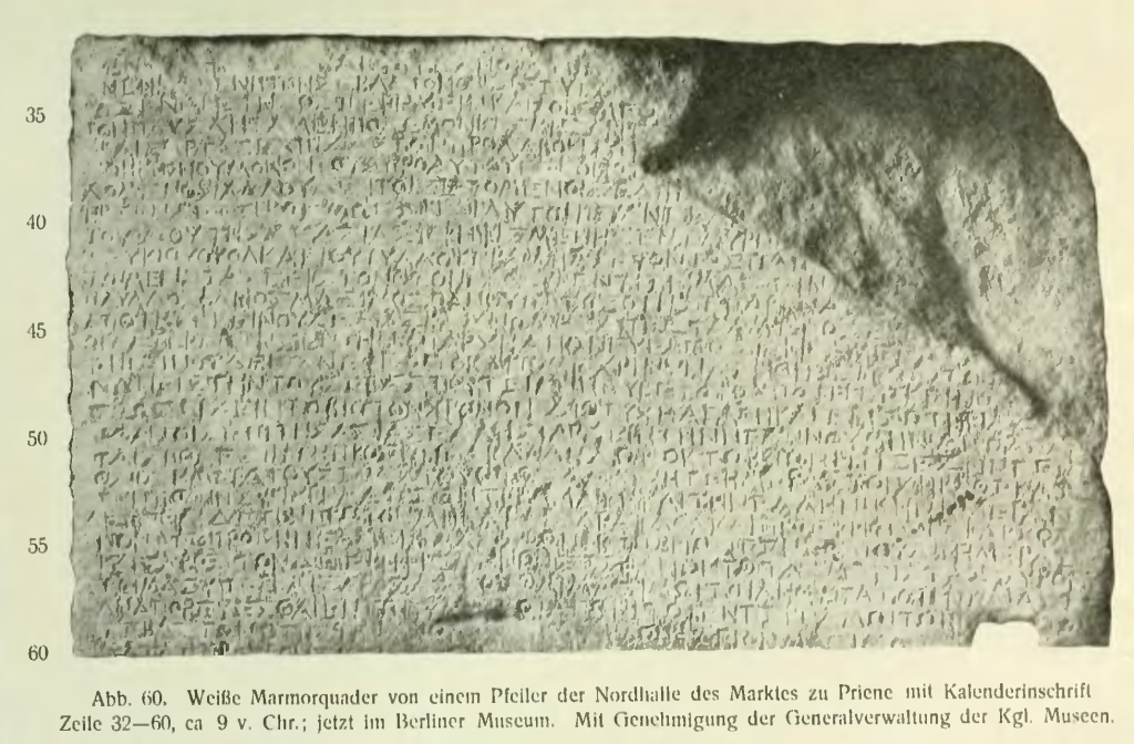 Die Kalender Inschrift von Priene: aus A. Deissmann: Licht vom Osten