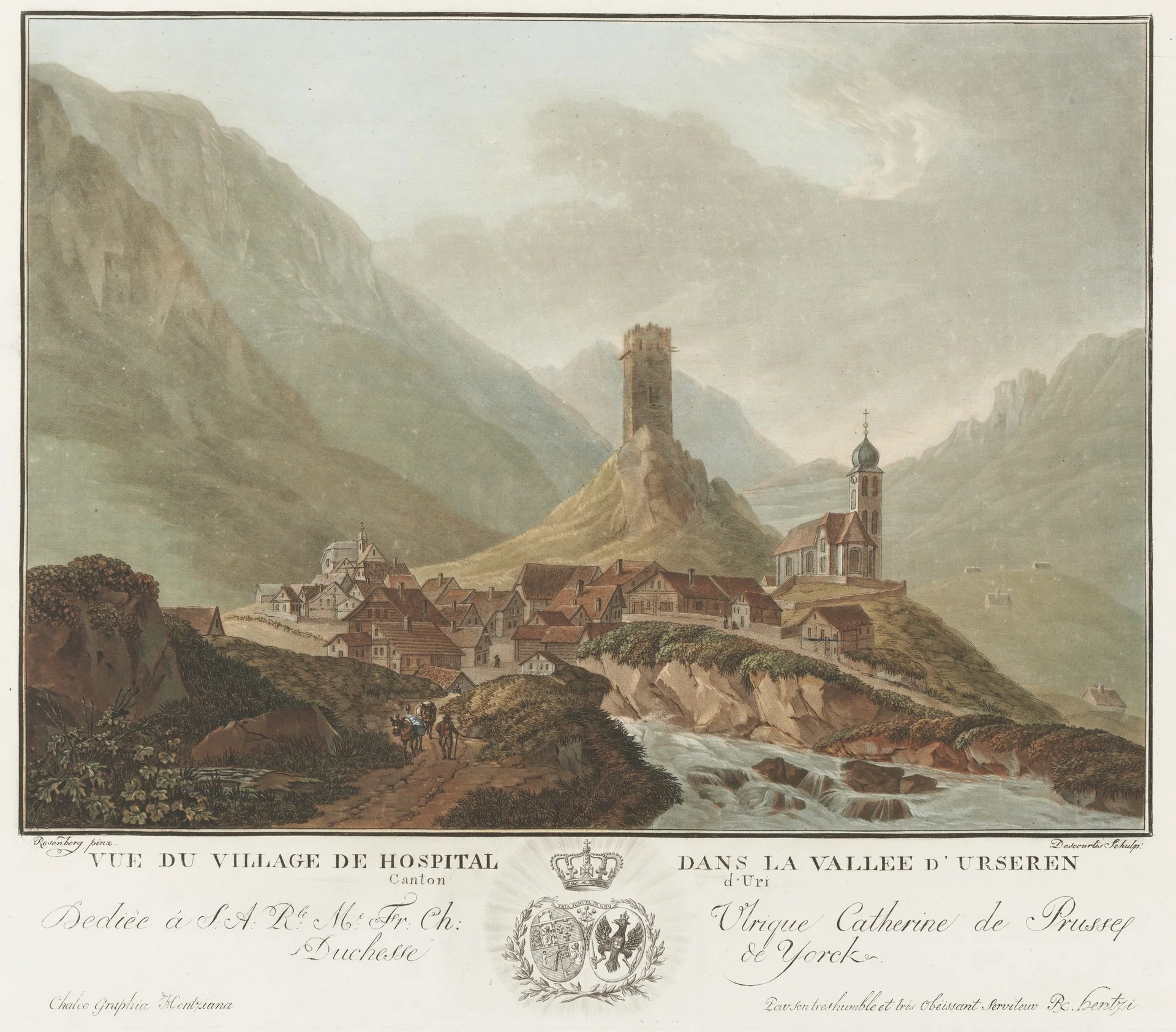 Hospental, Farbkupferstich zwischen 1790 und 1794