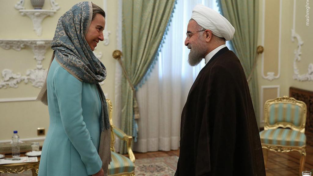 Demonstration des gutes Verhältnisses – Federica Mogherini, Hohe Vertreterin der EU für Außen- und Sicherheitspolitik, zu Besuch beim Irans Präsident Hassan Rouhani (29. Oktober 2018)