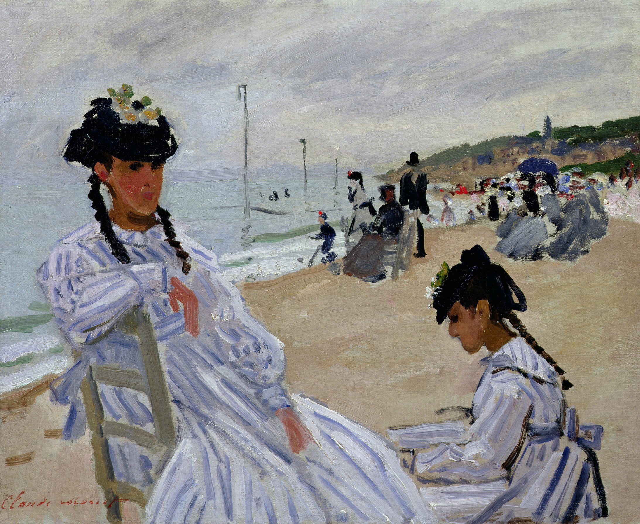 Claude Monet: Sur la plage de Trouville, 1870, Öl auf Leinwand, 38 x 46 cm, Musée Marmottan Monet, Paris