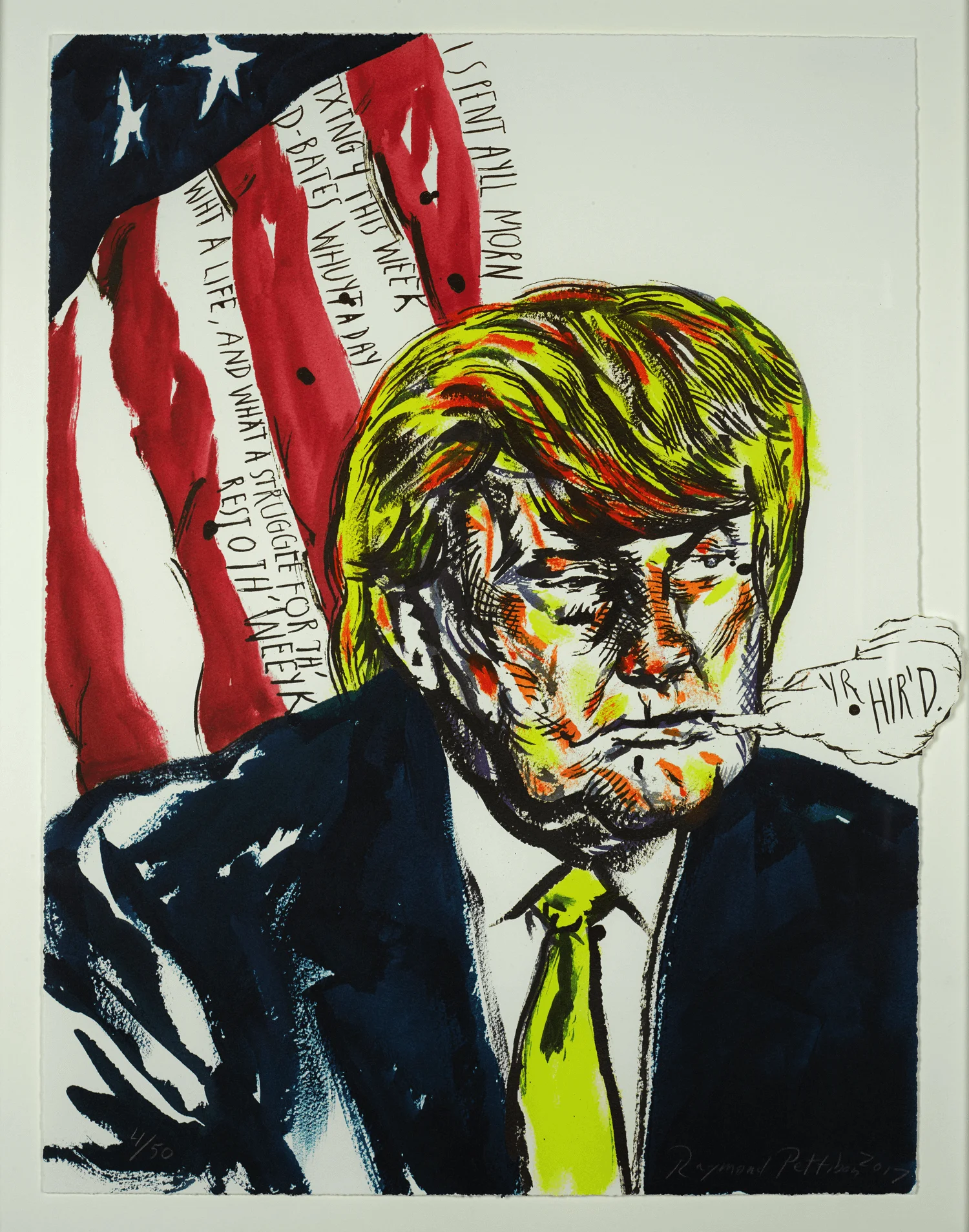Raymond Pettibon: Ohne Titel (I spent ayl ... ), 2017, Lithographie, 61 × 48 cm Edition 4 / 50, Sammlung Ringier, Schweiz, Foto: Jessica Pooch