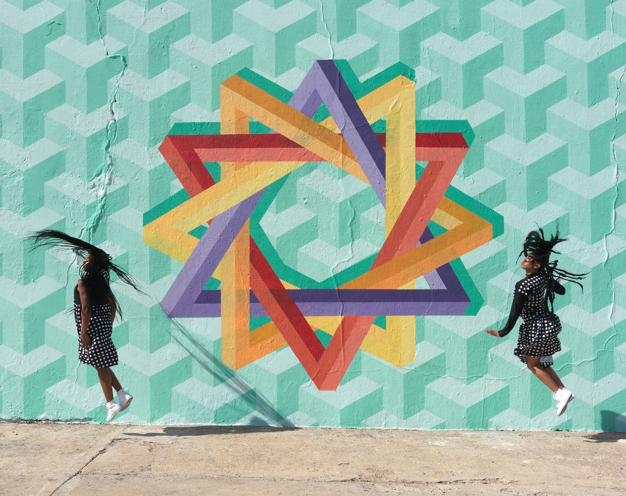 Robin Rhode: Delta, 2018, C-Print, 4 parts Courtesy the artist and kamel mennour, Paris/London