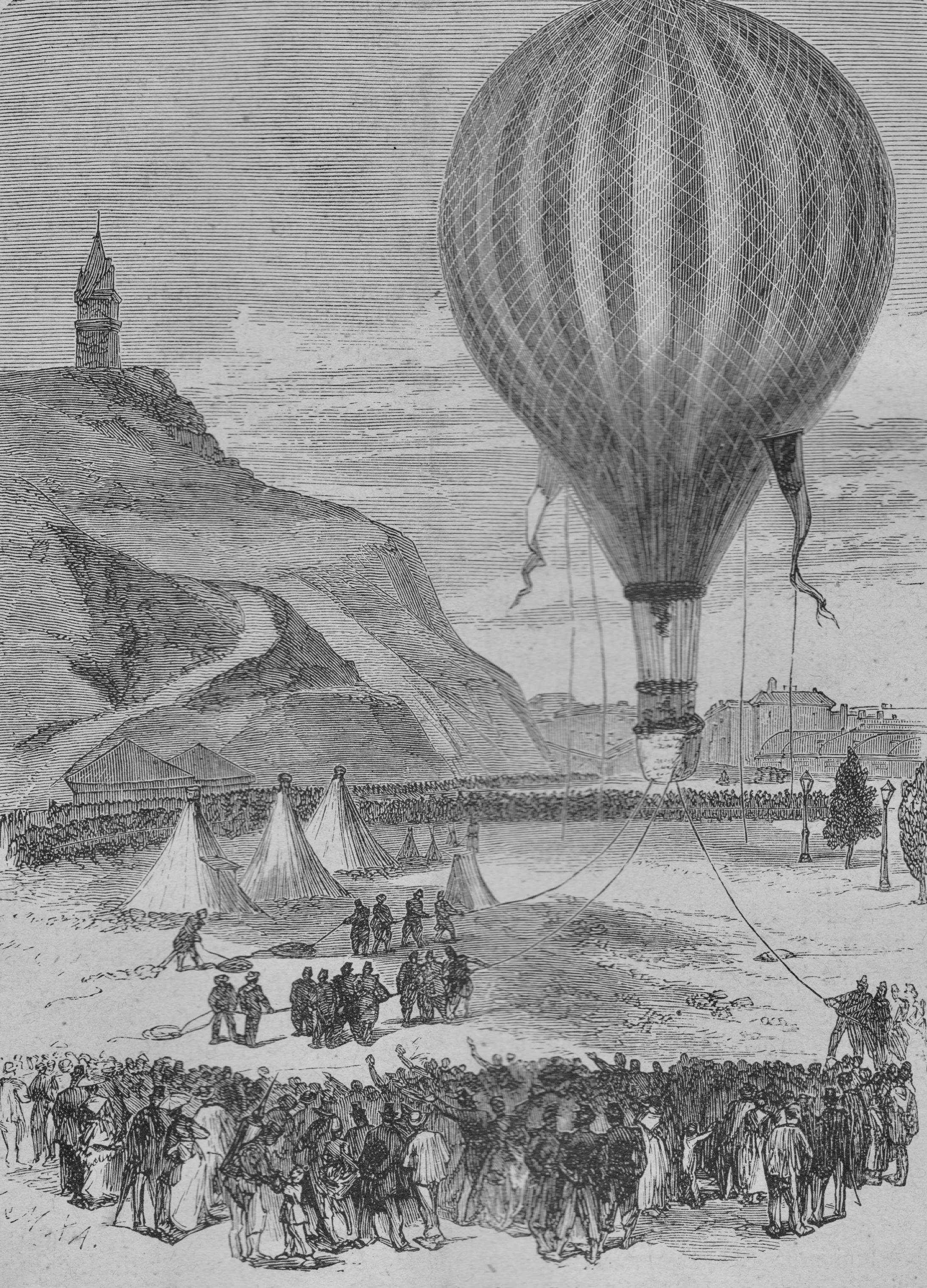 In Paris lassen die Franzosen Ballone steigen, von denen aus sie die deutschen Truppenbewegungen beobachten