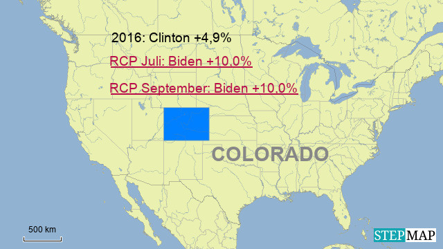 Colorado: 9 Wahlleute (In Colorado liegt einzig eine Umfrage des Instituts Emerson vor)