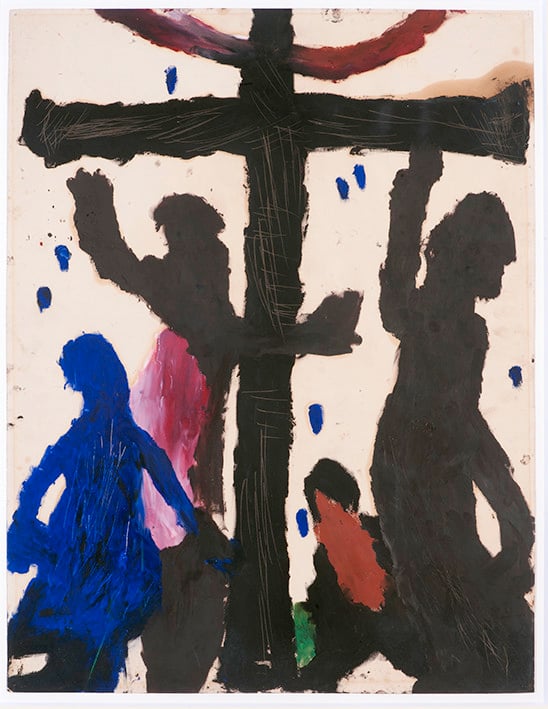 Louis Soutter: The Empty Cross, 1939. Tinte, Gouache auf Papier. Aargauer Kunsthaus. Aarau/Schenkung Betty und Hartmut Raguse-Stauffer. Foto: Brigittt Lattmann. 