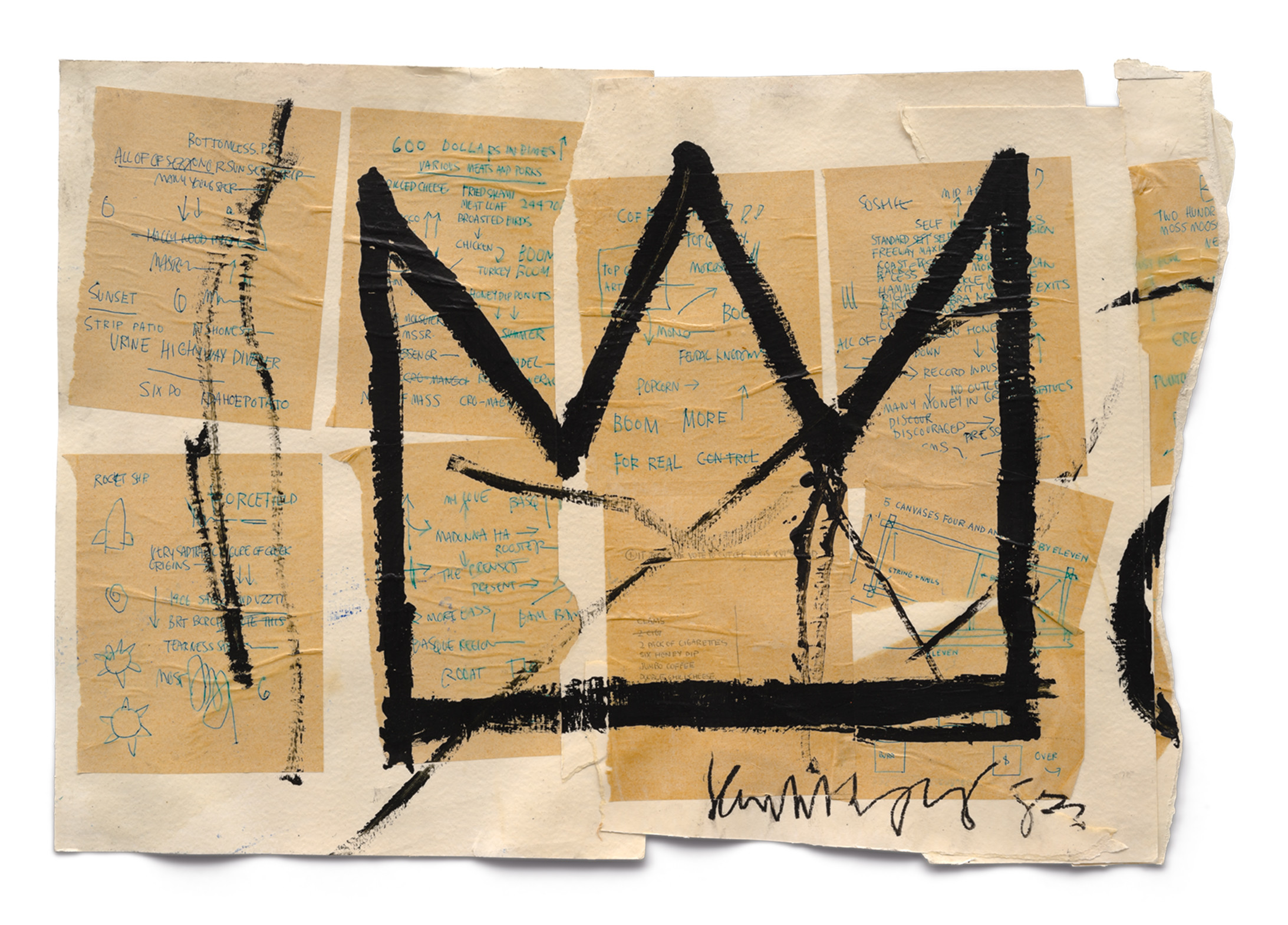 Jean-Michel Basquiat, Untitled (Crown), 1982, Acrylic, ink and paper collage on paper, Private collection, © VG Bild-Kunst Bonn, 2018 & The Estate of Jean-Michel Basquiat. Licensed by Artestar, New York