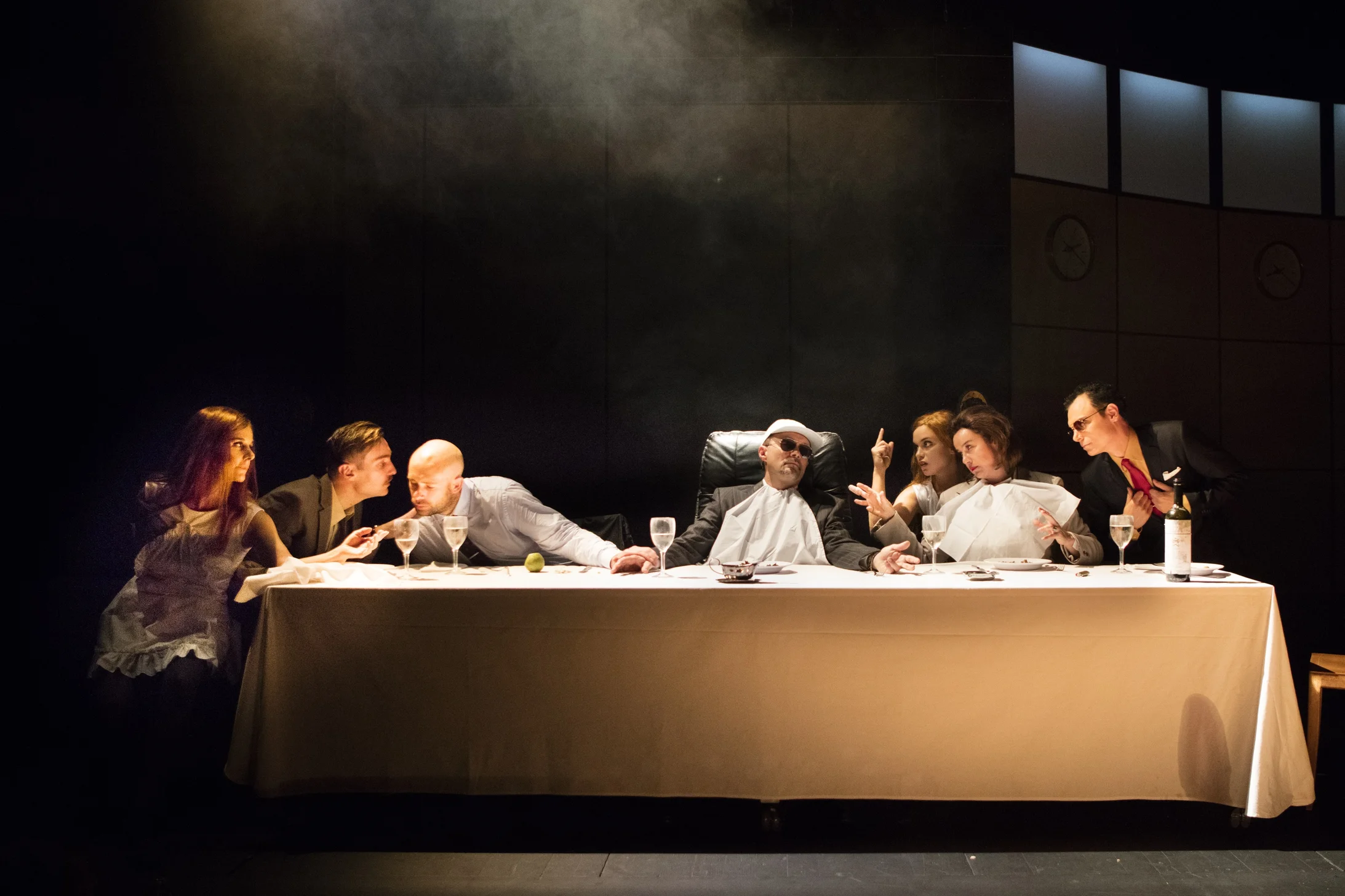 Im Turm zu Basel: Carina Braunschmidt, Orlando Klaus, Simon Zagermann, Thomas Reisinger, Liliane Amuat, Katja Jung, Vincent Glander  ©Simon Hallström 