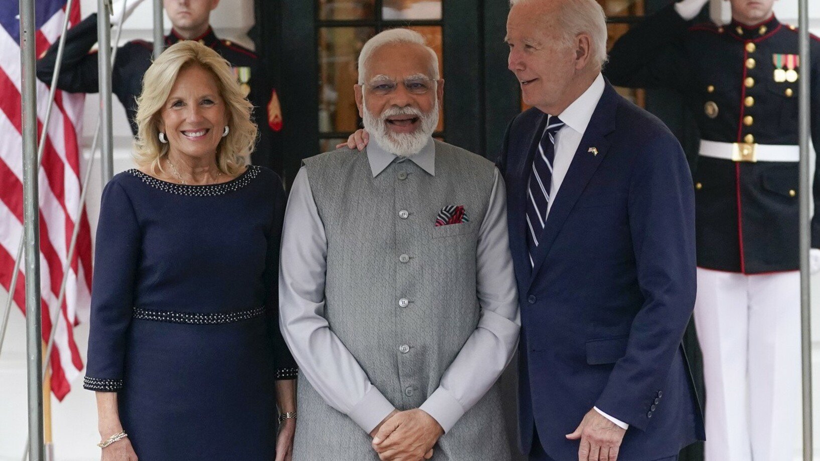 Modi, Jill und Joe Biden