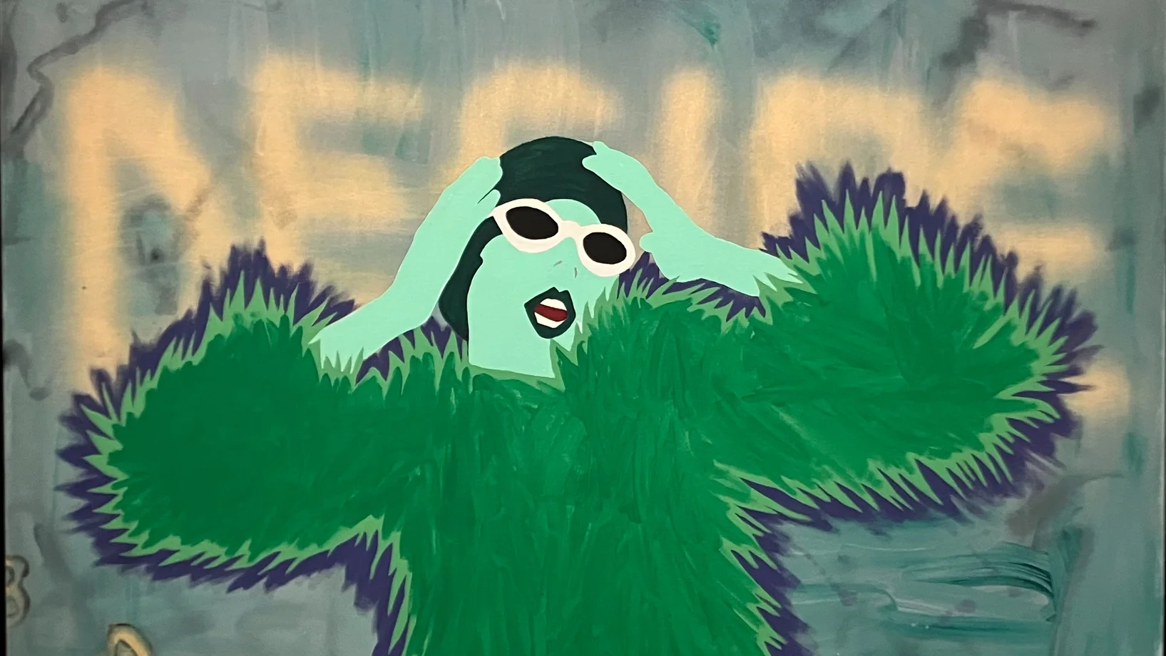 Kogelnik, Desire. Öl auf Leinwand. 1979. Die Malerei basiert auf einem Foto, das die Künstlerin zeigt.