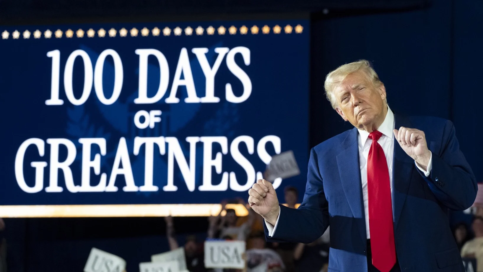 Trump, Auftritt 100 Tage 