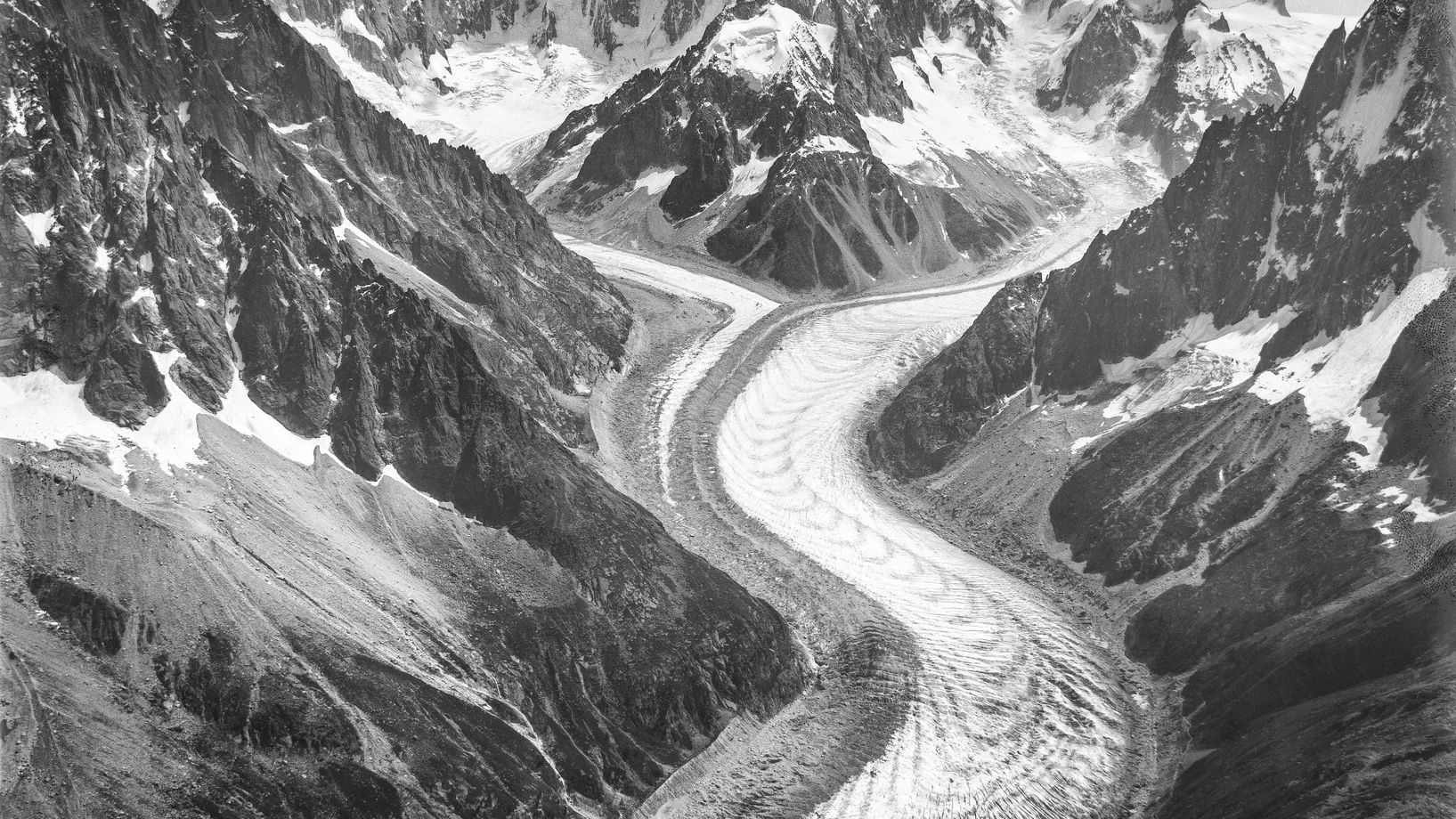 Eduard Spelterini: Mer de Glace, Tal von Chamonix, 1905, © Archivdatenbank der Schweizerischen Nationalbibliothek, Bern