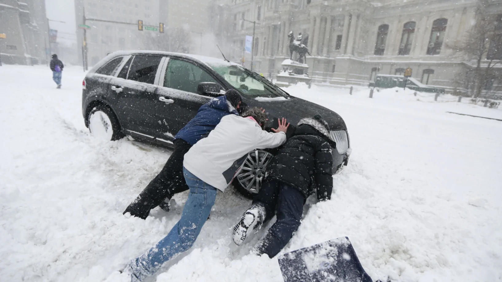 Philadelphia, 23. Januar 2016, im Hintergrund die City Hall. (Foto: Keystone/AP/David Swanson/Philadelphia Daily News)