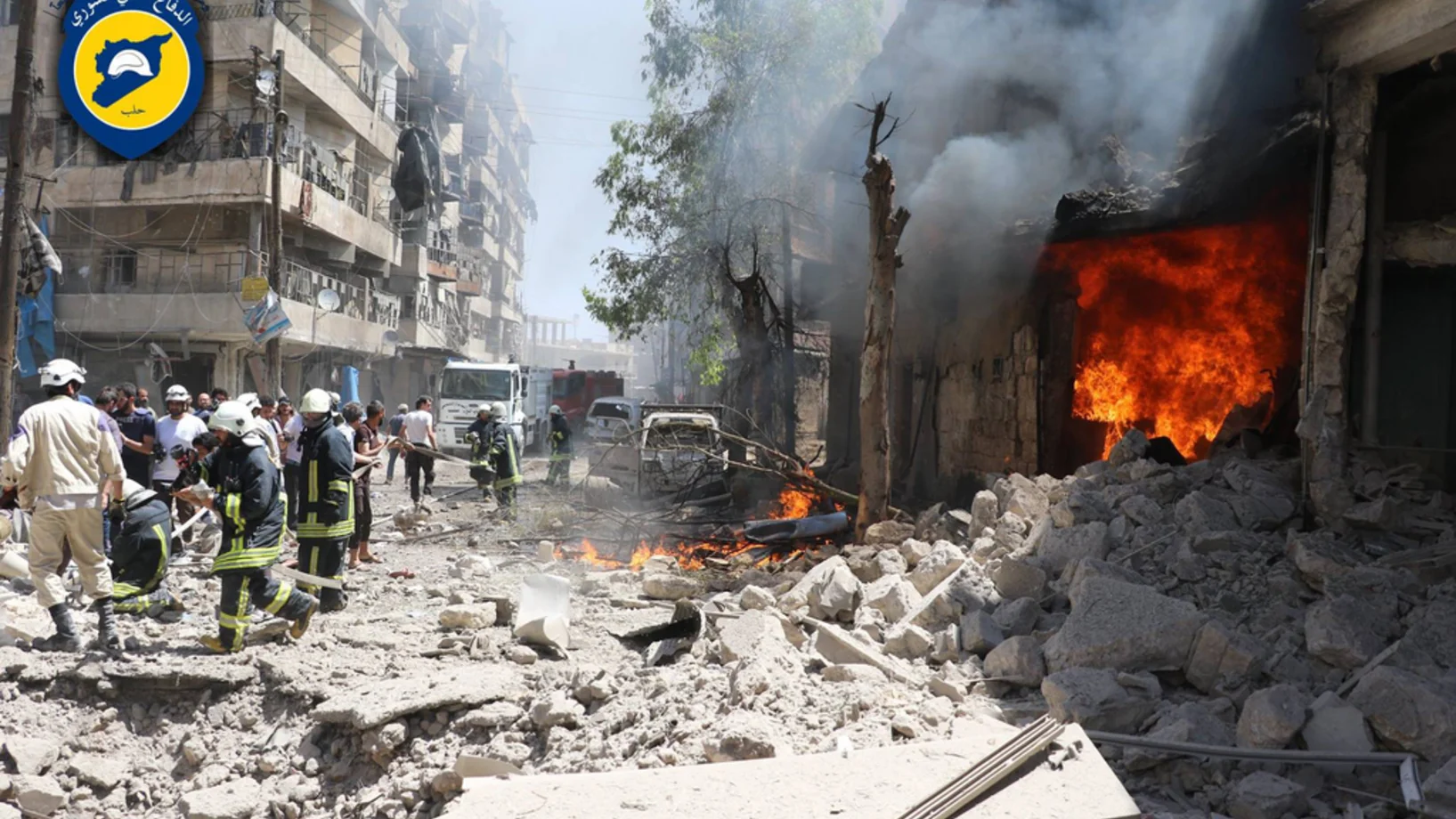 Aleppo, ein Bild aufgenommen vom syrischen Zivilschutz am 8. Juni im so genannt "befreiten" Aleppo. Übermittelt wurde das Bild am 6. August. (Foto: Keystone/AP) 