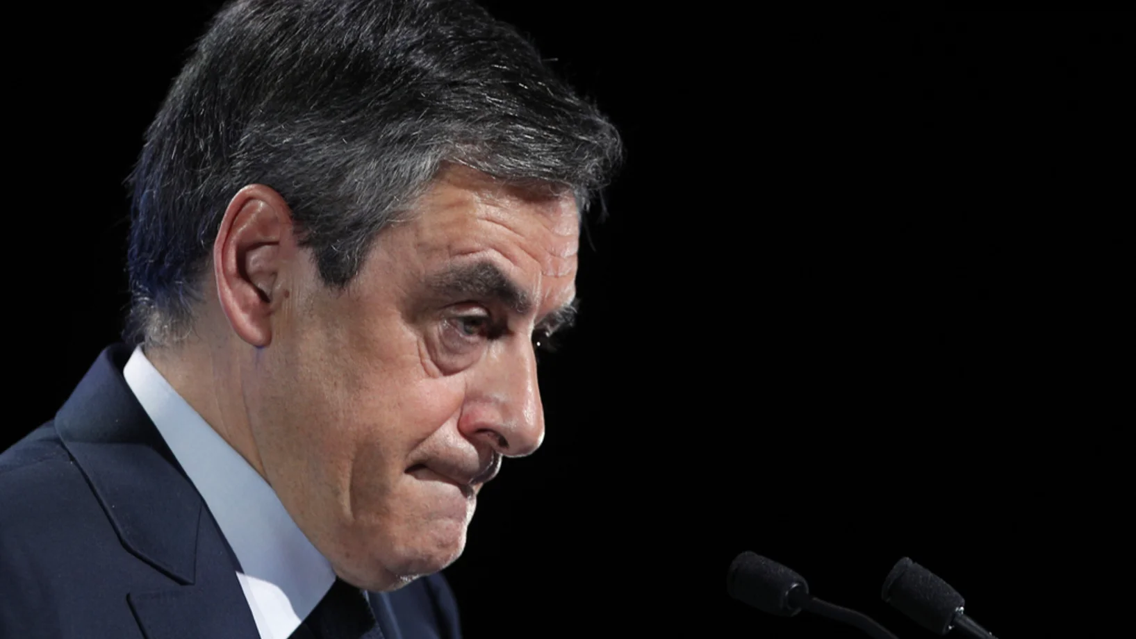 François Fillon am Samstag an einer Wahlveranstaltung in Aubervilliers vor den Toren von Paris. (Foto: Keystone/AP/Christophe Ena)
