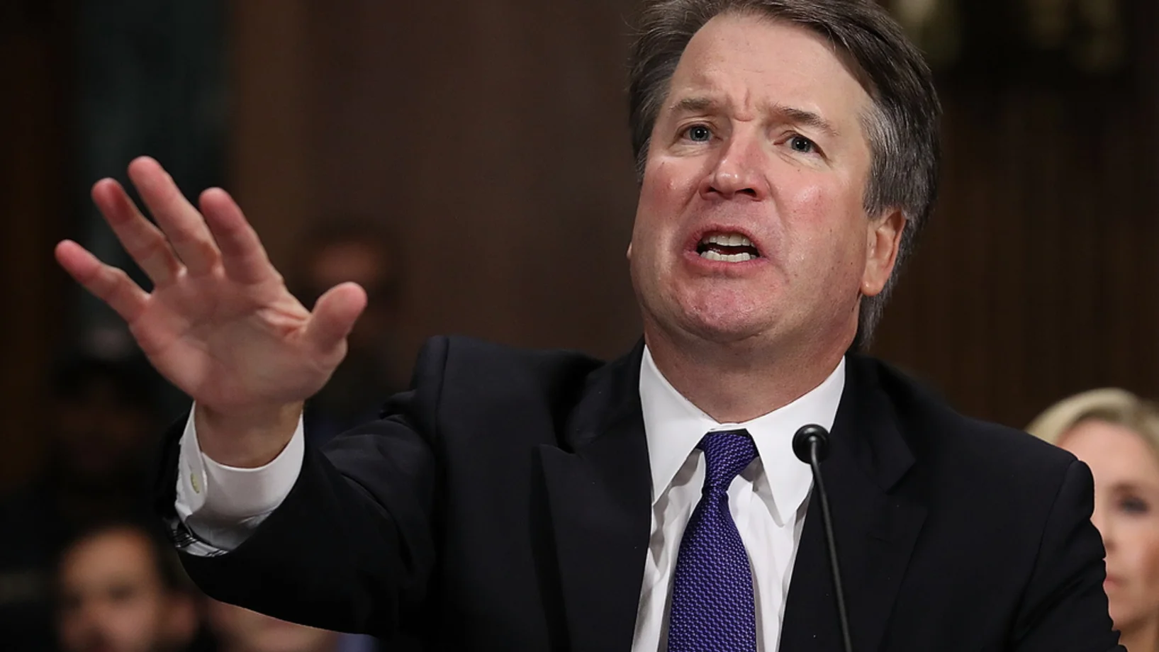 Brett Kavanaugh am Donnerstag bei seiner Verteidigungsrede im Senatsausschuss (Foto: Keystone/EPA/Win McNamee/Pool)
