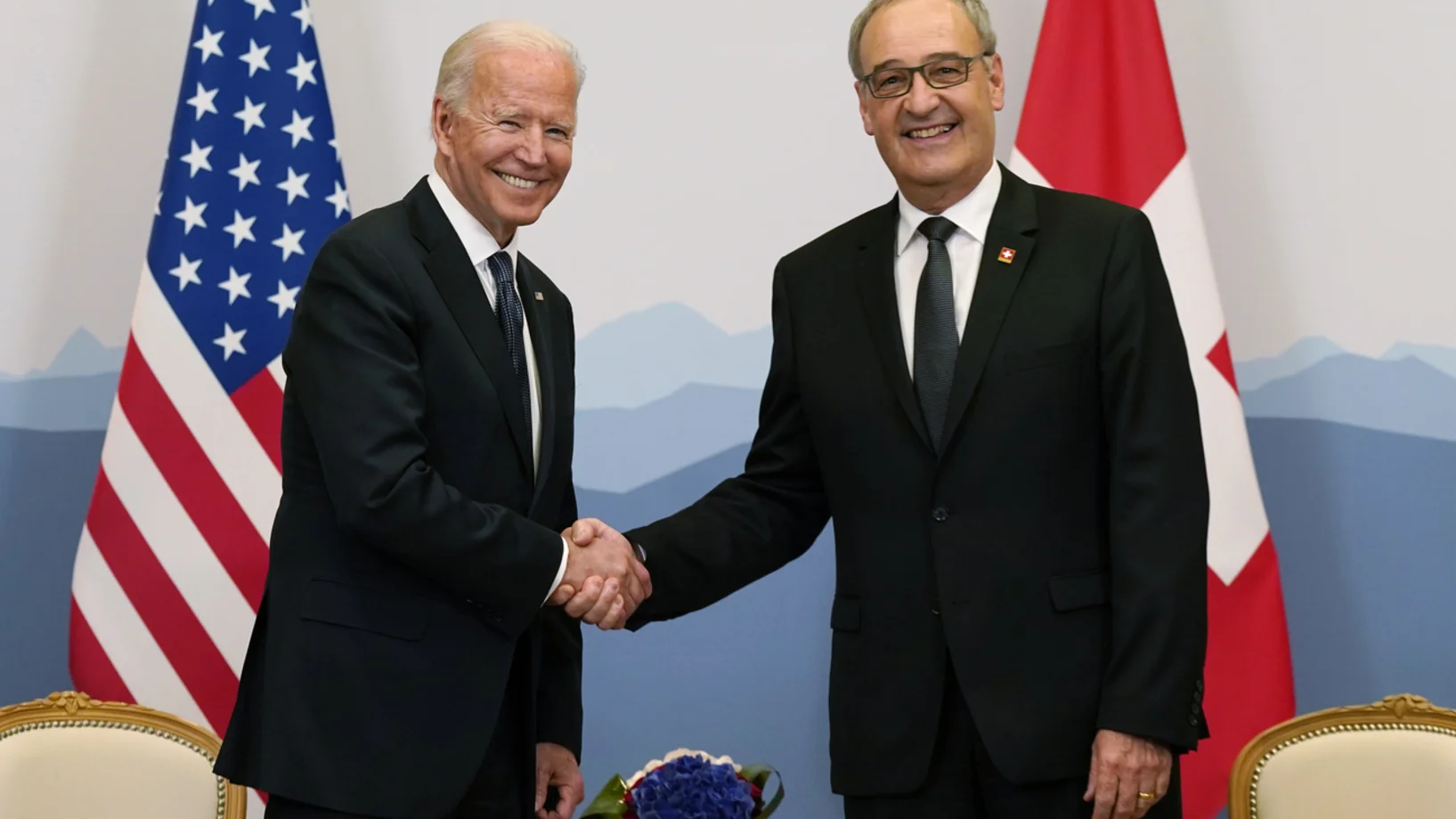 Biden und Parmelin im Genfer Hotel Intercontinental (Foto: Keystone/AP/Patrick Semansky) 