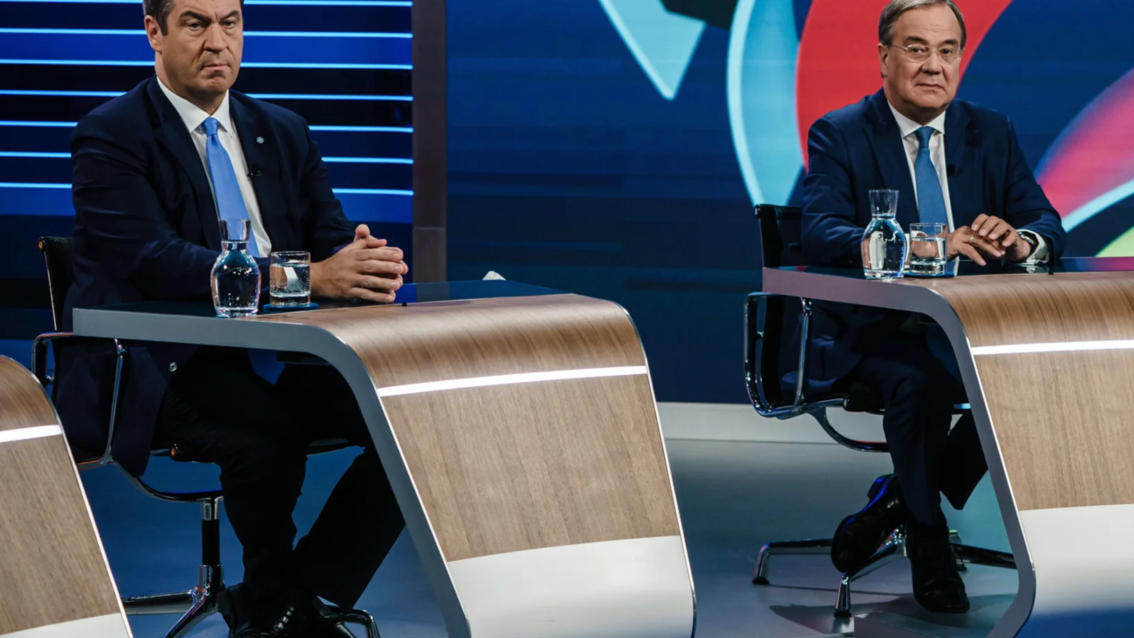 Markus Söder, Armin Laschet bei einem TV-Auftritt am Donnerstagabend (Foto: Keystone/EPA/Clemens Bilan)