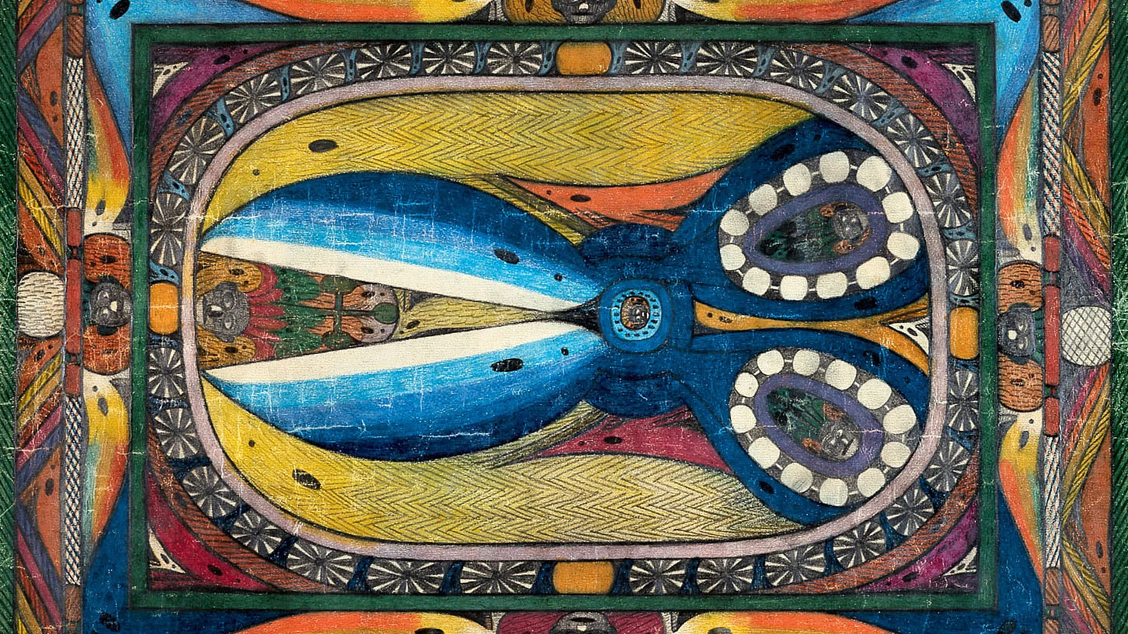 Adolf Wölfli: Schähren=Hall und Schährer=Skt.Adolf=Ring. 1926. 50 auf 66 cm. Buntstift auf Papier. Aargauer Kunsthaus Aarau.
