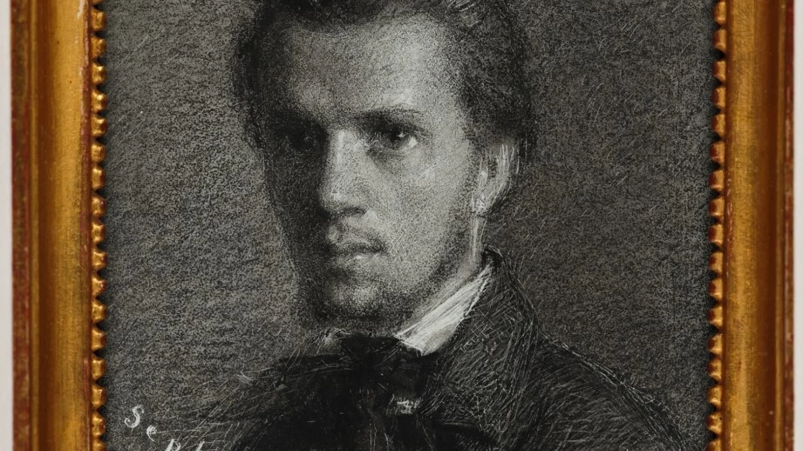 Selbstbildnis, Tusche, Feder, Gouache, laviert, gekrazt und weiss gehöht, 7,8 x 6 cm, Einwohnergemeinde Ins. 