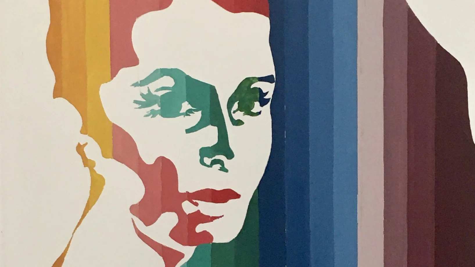 Ein Selbstporträt von Evelyne Axell: «Fossile», (Ausschnitt) 1969. Lack auf Resopal auf Sperrholz.