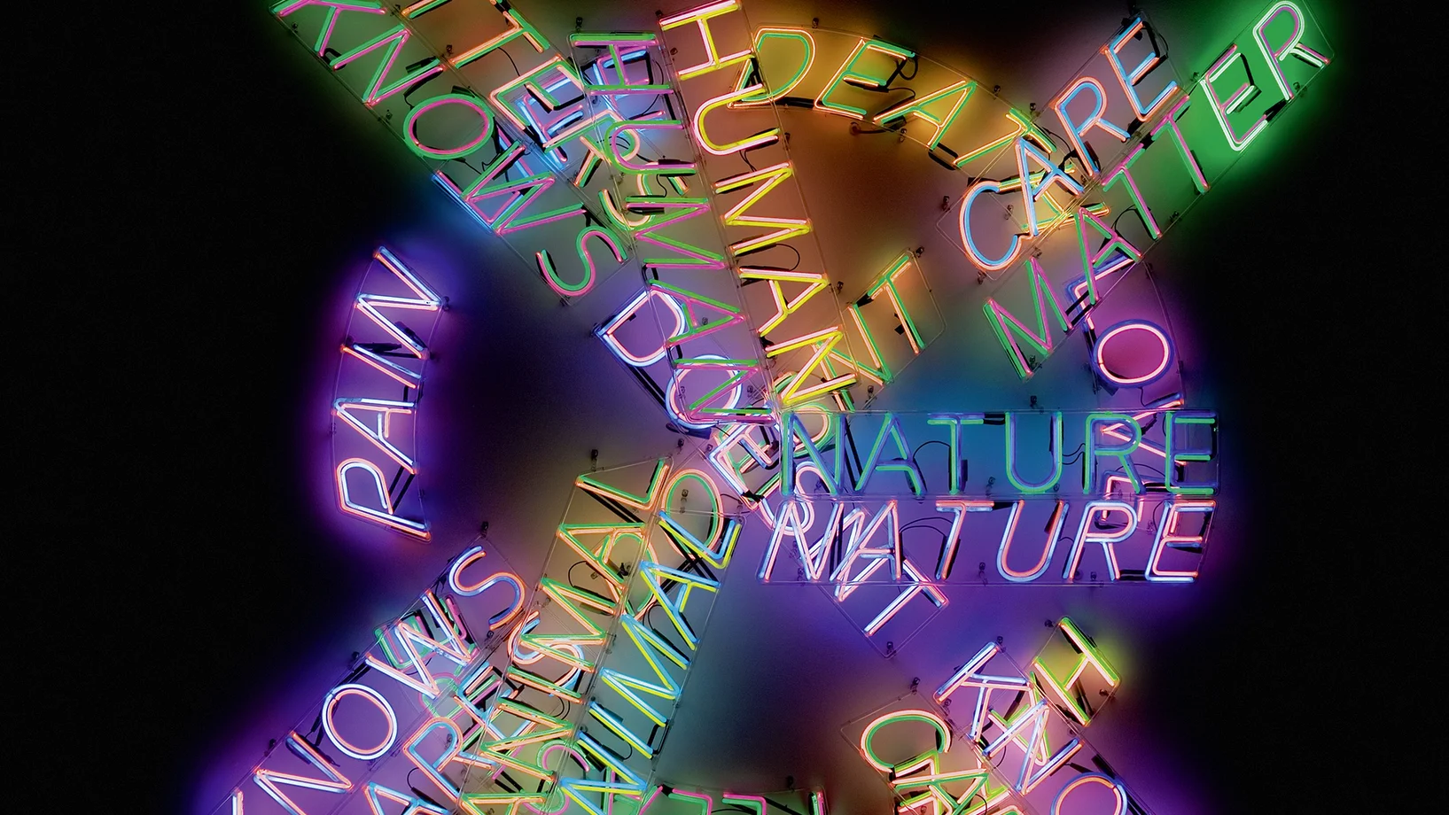 Bruce Nauman Human Nature / Life Death / Knows Doesn’t Know, 1983
Neonröhren auf Klarglasröhren-Aufhängerahmen, 273 × 271.8 × 14.6 cm. Los Angeles County Museum of Art. Modern and Contemporary Art Council Fund, Foto © Museum Associates/LACMA, © Bruce Nauman / 2018, ProLitteris, Zurich